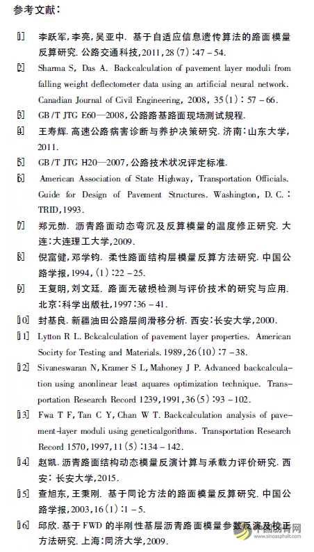 落锤式弯沉仪模量反算精度影响因素分析与评价 沥青网，sinoasphalt.com