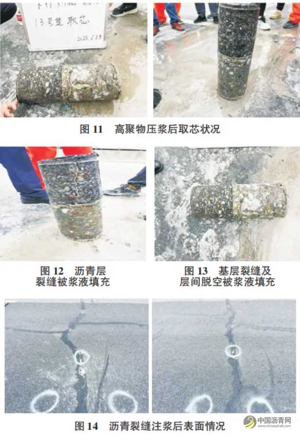 沥青路面裂缝高聚物注浆效果试验评价研究 沥青网,sinoasphalt.com